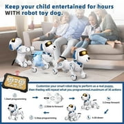 BEEPRINCESS Robot Dog, Smart Programmable RC Electronic Pet Puppy with Early Education Function, White/Blue