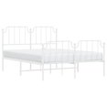 Bed frame with head and footboard metal white 135x190 cm