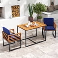 thumbnail image 4 of Gymax 3 Piece Outdoor Dining Set 2 Acacia Wood Armchairs w/ 43.5 Inch Dining Table, 4 of 10