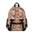 thumbnail image 1 of Pug and Glasses Brown Pattern Cute School Backpack Bag for School with Padded Back and Adjustable Shoulder Straps 15.25"x11.5"x5.25", 1 of 2