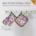 thumbnail image 4 of Yayeee Oven Mitts and Pot Holder Set of 2 Heat Resistant Kitchen Gloves Baking Hot Pad, Light Colorful Circles, 4 of 5