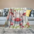 thumbnail image 2 of ONETECH  Cute Pig Flowers Blanket Girls Kids Blanket Pigs in A Blanket Cartoon Piggy Throw Blanket Pink Fuzzy Blanket Pig Gifts for Pig Lovers for Couch Bed Travelling, 2 of 6