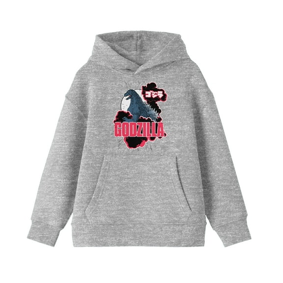 Godzilla Classic Art and Logo Youth Athletic Gray Hoodie - S