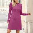 thumbnail image 3 of Winter Dresses for Women Stylish Crew Neck Sweater Dress Fall Long Sleeve Midi Dresses Knit Fitted Wedding Guest Dress, 3 of 8