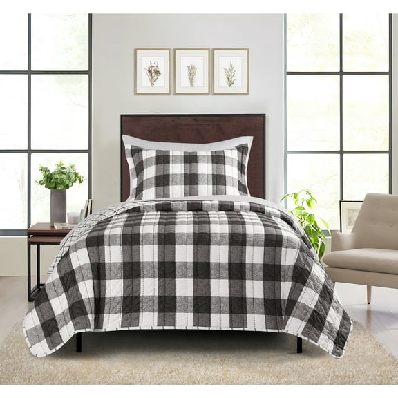 Mainstays Ensemble couette et drap-housse légers tout-en-un - 5pièces, Simple/XL Buffalo Check
