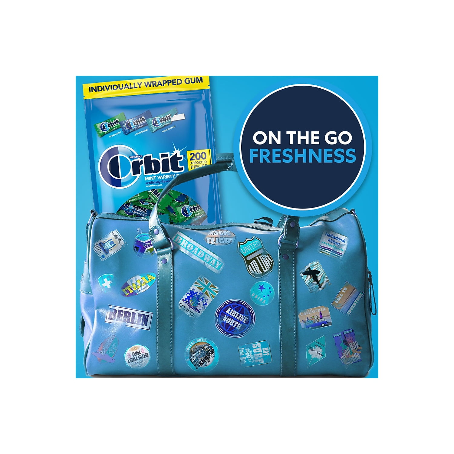 Orbit® Sugar-Free Chewing Gum, Spearmint/Peppermint/Wintermint, 200 Pieces/Pack