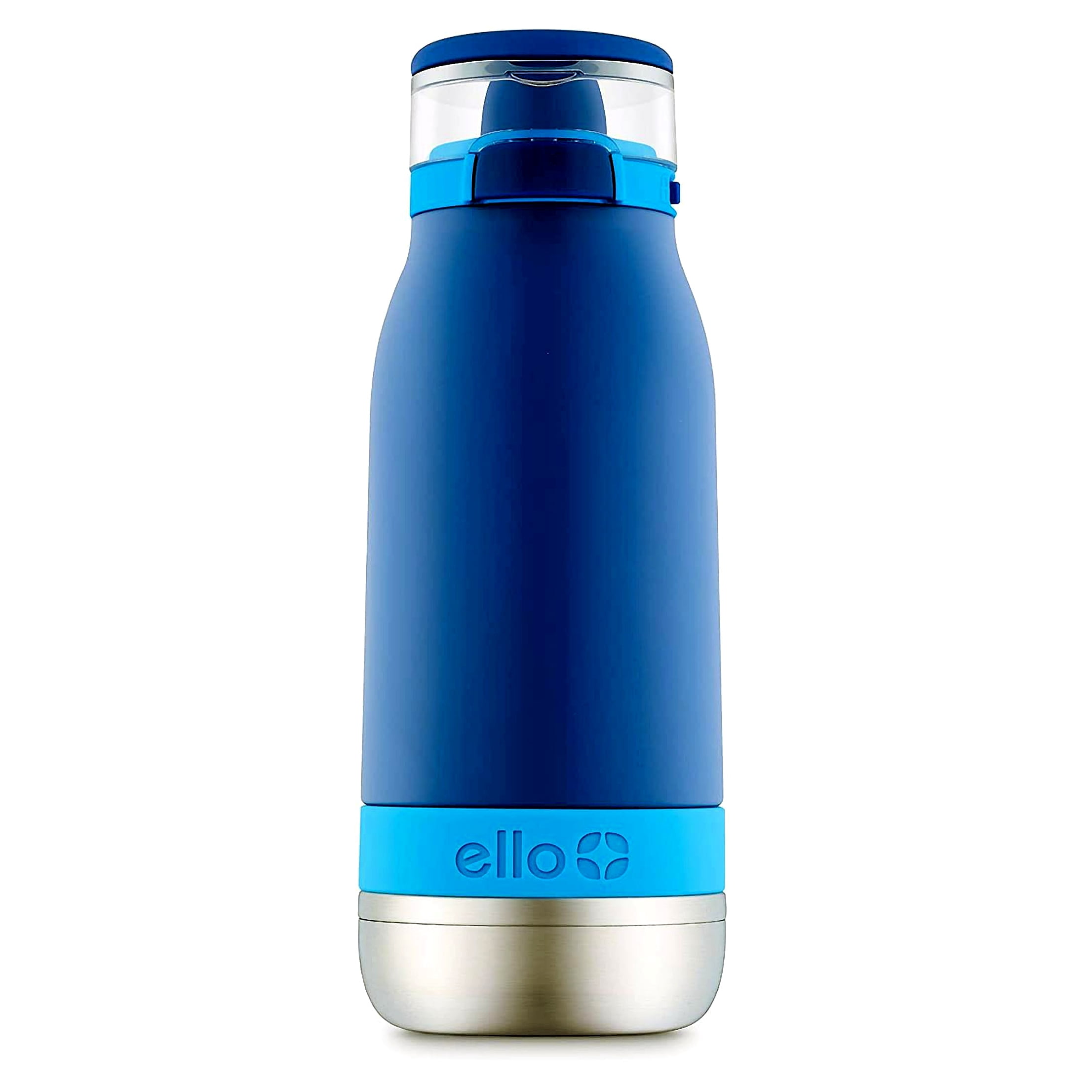 Ello New Ello Emma Vacuum Insulated Stainless Steel Kids Water Bottle with , 14oz, touchdown blue