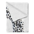 thumbnail image 2 of Letter Q Soft Flannel Fleece Blanket, Letter with Footballs Alphabet Arrangement Abstract Creative Design Monotone, Cozy Plush for Indoor and Outdoor Use, 60" x 80", Black and White, by Ambesonne, 2 of 5