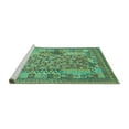 thumbnail image 2 of Ahgly Company Machine Washable Indoor Rectangle Oriental Turquoise Blue Traditional Area Rugs, 7' x 10', 2 of 4