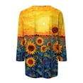 thumbnail image 4 of Titcea T Shirts for Women 3/4 Length Sleeve Sunflower Printed Round Neck T Shirts Hawaiian Beach Holiday Summer Casual Tops, Gifts for Mom/Her, 4 of 5