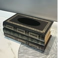 thumbnail image 2 of Fenull Tissue Box Brown,Vintage Stacked Books Design Solid Wood Tissue Box Holder Rectangular with Easy Hinged Top Home Office Decor Tissue Box Cover,Bathroom Products, 2 of 9