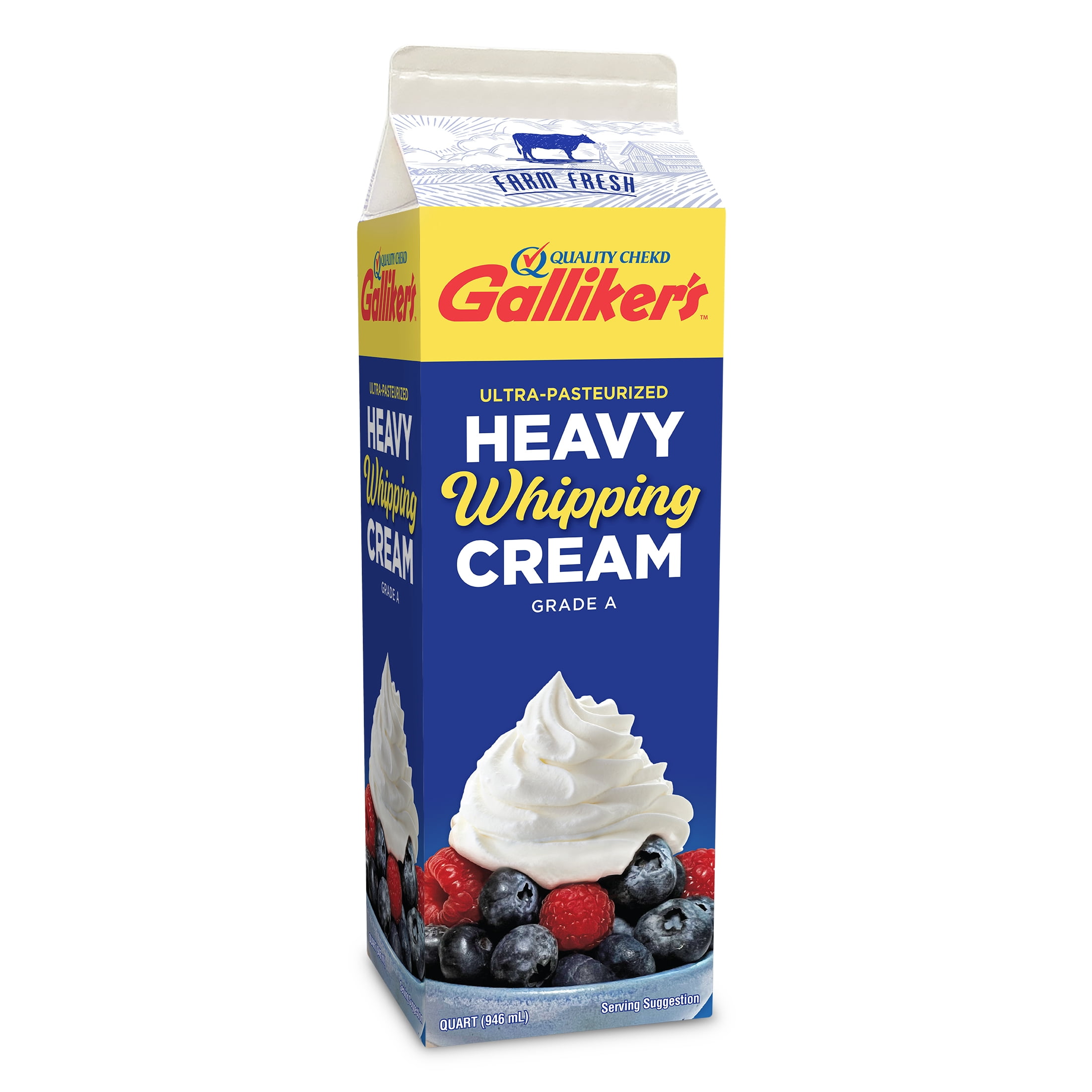 Galliker’s 36% Heavy Whipping Cream Quart, Ultra-Pasteurized Carton