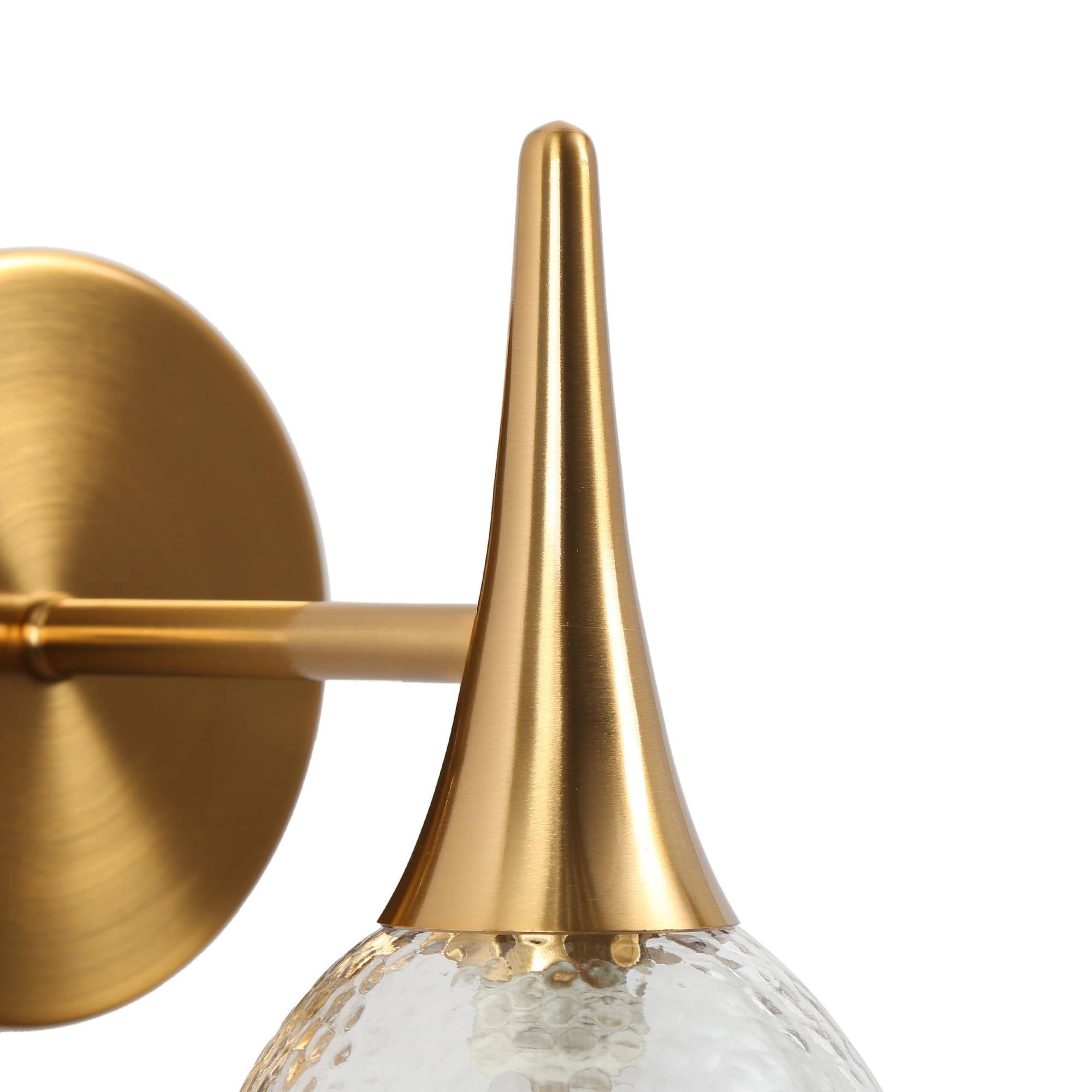 LNC Modern Gold Wall Sconce with Hammered Glass Shade, 1-Light Dimmable Vanity Fixture