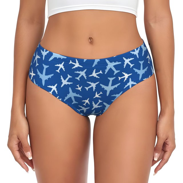 Fotbe Airplanes in the Sky Calzones Estampados para Mujer – Ropa Interior de Algodón, Cómoda, Suave y Elástica-X-Small