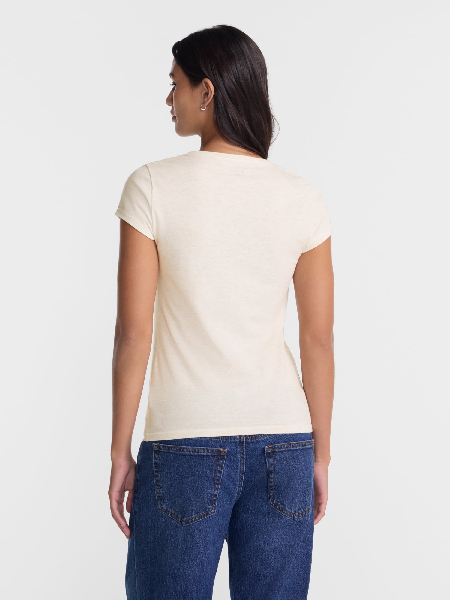 No Boundaries Crewneck Tee with Short Sleeves, Women's XXS-XXL