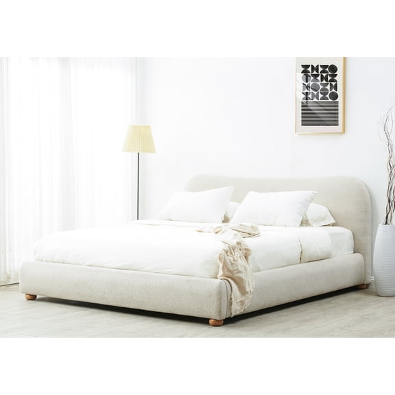 Safavieh Couture Beccarose Upholstered Bed Taupe. - Queen