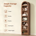 thumbnail image 4 of 76" Tall Narrow Arched Bookcase, 7-Teir Mid-Century Modern Bookshelf with Adjustable Shelves for Living Room, Home Office, Brown, 4 of 7