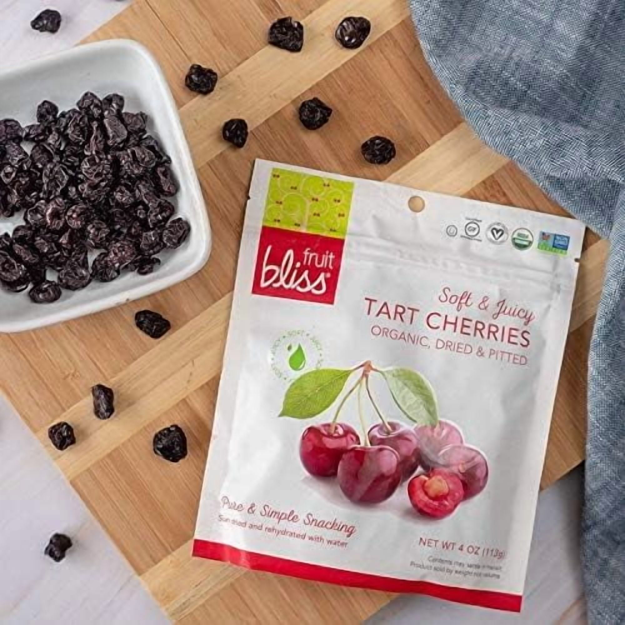 Fruit Bliss 4 oz Organic Tart Dried Cherries - Pack of 6