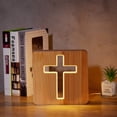 thumbnail image 5 of Lámpara de madera con cruz de Jesús, novedad, luz nocturna, lámpara de ilusión 3D para niños, lámpara de decoración para niños, alimentación USB, decoración de dormitorio, Navidad, vacaciones, regalo JAMW Sencillez, 5 of 5
