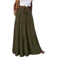 thumbnail image 2 of ZPQMNB Womens Boho Maxi Skirt,Ruffled Maxi Skirt,High-Waisted Belted Folds Long Skirt With Pockets，Suitable For Beach Vacation, 2 of 5