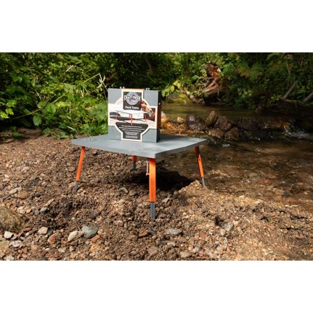 Crazy Creek Pack Table, Compact 12" x 12" Outdoor Folding Table, Gray and Orange