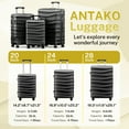 thumbnail image 2 of Luggage Sets 3 Piece Lightweight Luggage with Spinner Wheels ABS Travel Suitcase with TSA Lock 20 24 28 inch Carry on Luggage Black, 2 of 9