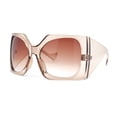 thumbnail image 2 of Womens XL Oversized Rectangular Thick Arm Wrap Around Plastic Sunglasses Peach - Brown, 2 of 4