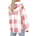 thumbnail image 6 of Yuwull Womens Plus Size Long Sleeve Button Downs Boyfriend Shirts Casual Plaid Shacket Jacket Coats With Hood(1X-5X), 6 of 7
