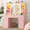 Pink, variant on White Makeup Vanity Desk with Mirror and Lights, Large Vanity Table Set with Charging Station, Dressing Table with RGB Cabinets, Makeup Vanity Mirror with Lights Desk and Drawers, 3 LED Lights Modes