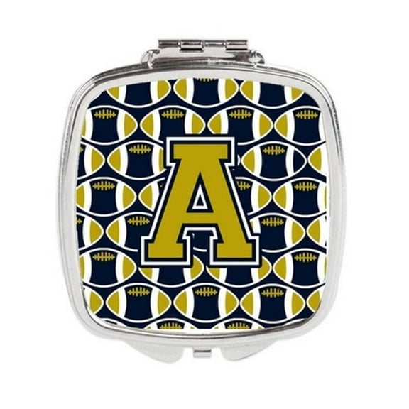 Carolines Treasures Letter A Football Blue & Gold Compact Mirror 3 x 0.3 x 2.75 in.