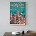 thumbnail image 6 of Vintage Moscow Cityscape Retro Russian Tourism with Historic Landmarks & Winter Scenes Canvas Poster, 6 of 8