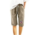 thumbnail image 2 of POROPL Women's Shorts Linen Fashion Elastic Waist Shorts Independence Day Print Short, 2 of 4