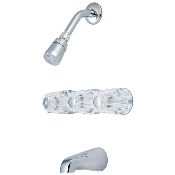 Elite Silver Triple Round Handle Tub Faucets