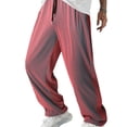 thumbnail image 2 of LWavelet Men's Vertical Striped Wide Leg Pants - Breathable Lightweight Fabric Drawstring Waist Stylish Casual Daily Relaxed Trousers Pink L, 2 of 3