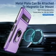 thumbnail image 4 of Nalacover Rugged Case for Google Pixel 8 with Rotated Ring Holder Kickstand Bracket, Military Grade PC + TPU Shockproof Cover with Magnetic Car Mount Lens Protective Case, Purple + Black, 4 of 10