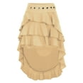 thumbnail image 4 of Akafmk Summer Womens Casual Skirts,Womens Flowy Tiered Ruffled Floral Skirt,Solid Color Elastic High Waist Ruffle Skirts Loose Fitting Vacation Beach Knee Length Skirts, 4 of 5