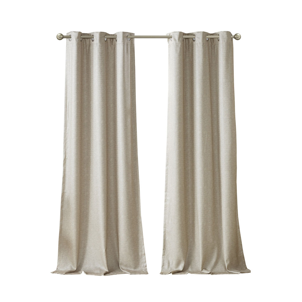 MAYEERTY 2-Pc Tonal Printed Faux Silk Curtain Pair - Total Blackout