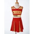 thumbnail image 2 of Sxiwei Kids Girls Cheer Leader Costume Cheerleading Uniform Tank Top with Pleated Skirt Halloween Red 10, 2 of 7