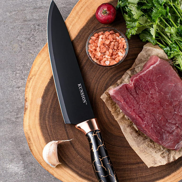 Kitchen Knife Set, 9-Pieces Black Cracked Handle Knife Set for