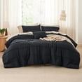 thumbnail image 6 of Full Comforter Set - 4 Pieces Pinch Pleat Bed Set, Black Boho Bedding for All Season, 1 Soft Comforter, 2 Pillowcases, 1 Decorative Pillow, 6 of 7