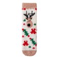 thumbnail image 2 of Wuxian Womens Socks Thick Fuzzy Lined Cute Pattern Striped Print Crew Socks Grip Cozy Comfort Plush Winter Warmth Slipper Socks Breathable Lightweight Footwear,Khaki,One Size, 2 of 3