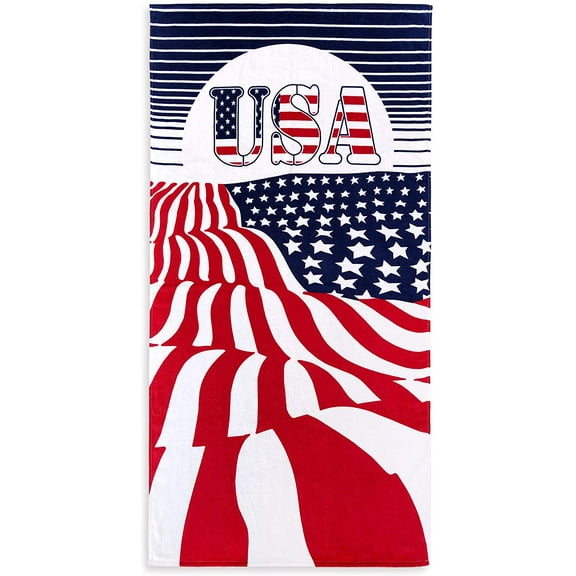 American Flag Beach Towel 30" x 60" 100% Cotton