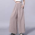 thumbnail image 2 of biudgviw Wide Leg Pants for Women Comfy Loose Elastic High Waisted Long Pants Flowy Beach Palazzo Pants with Pockets, 2 of 4