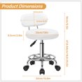 thumbnail image 3 of KKTONER Modern Faux Leather Rolling Stool with Low Backrest Office Swivel Chairs with Footrest Height Adjustable for Drafting Home Task White, 3 of 4