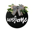 thumbnail image 1 of Corona de puerta para decoración de exteriores, letrero de bienvenida con cinta de celosía de búfalo y plantas verdes, decoraciones para el hogar para casas de campo y de playa, decoración rústica, 1 of 4
