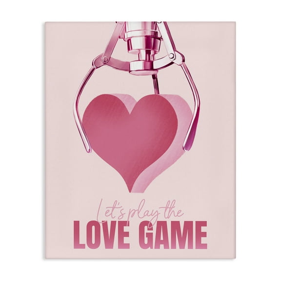 Stupell Industries Love Game with Heart Typography Painting Gallery Wrapped Canvas Art Print Wall Art, 16 x 20