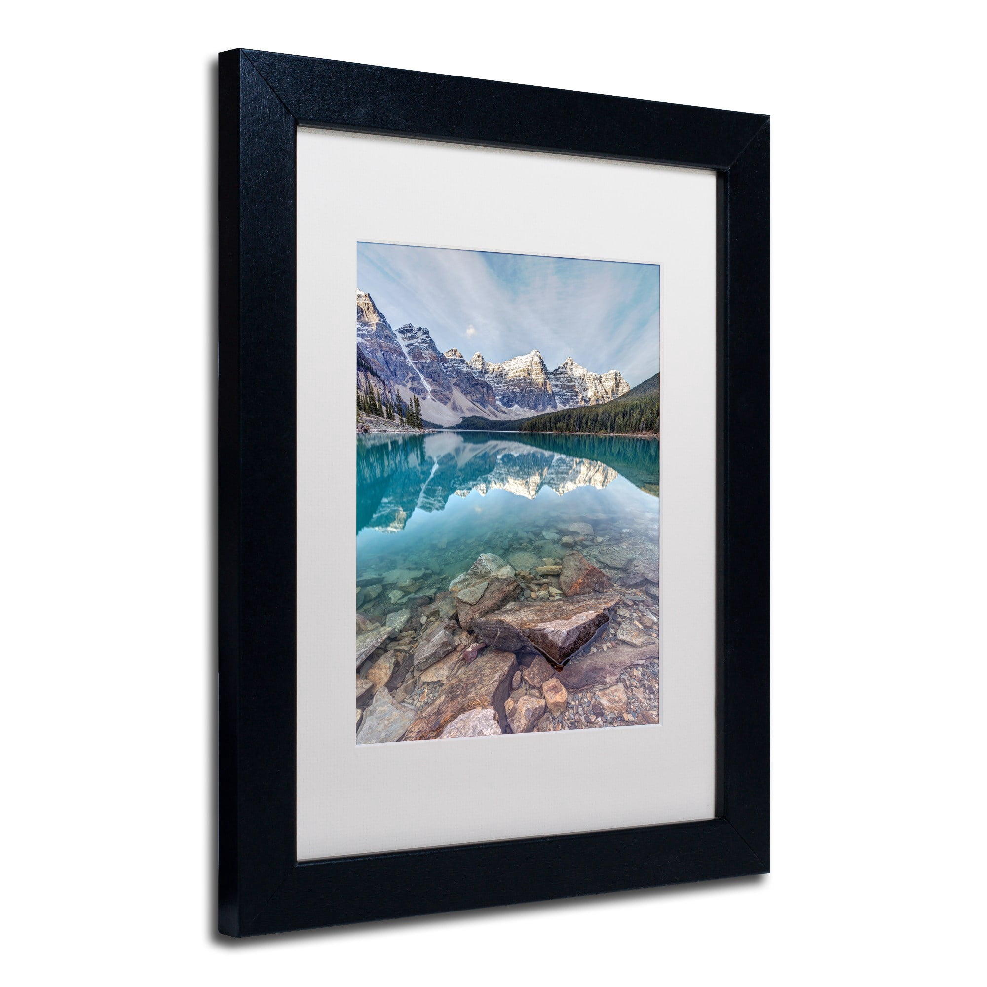 Trademark Fine Art 'Iconic Moraine Lake' Canvas Art by Pierre Leclerc, White Matte, Black Frame