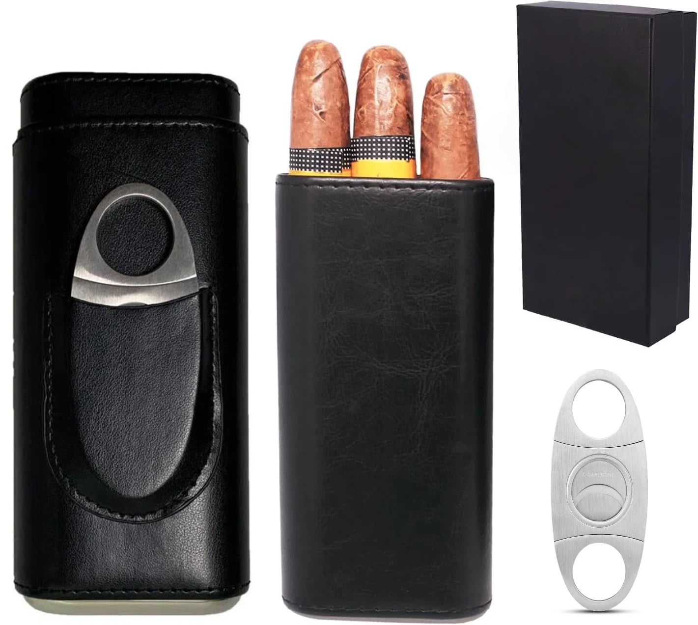 Alec Bradley Leather Cigar Case, 3 Finger Cigars, Multicolor