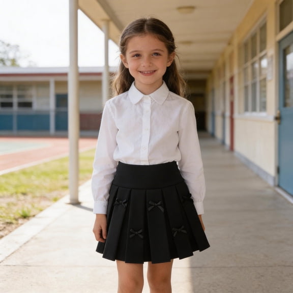 Girls High Waisted Pleated Black Skirt A-Line Mini Skirt School Uniform Skirts Outdoor Casual Spring Summer Wear for Ages 5-6 Years