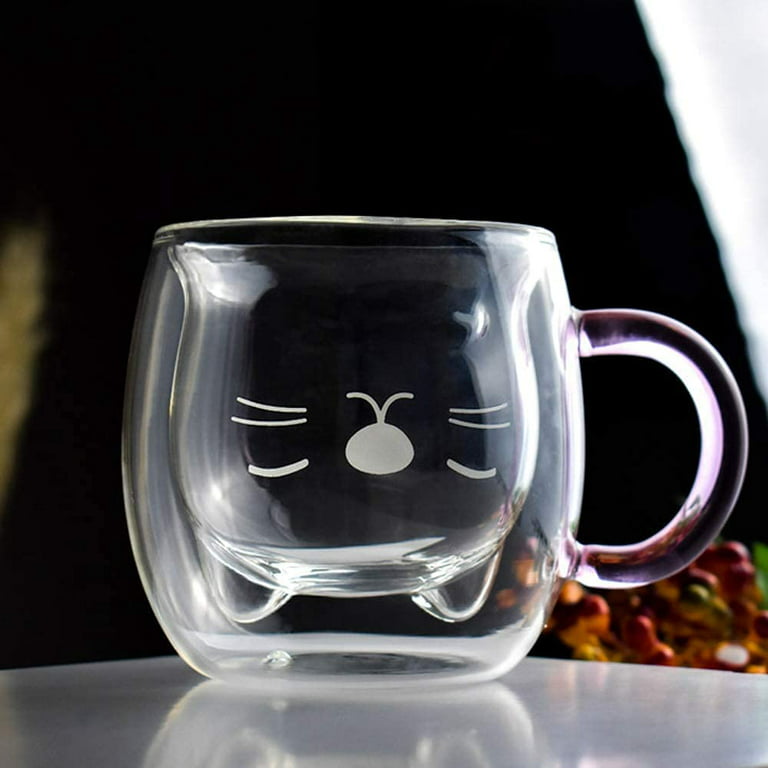 6 pcs Cute Mugs Double Wall Glass Coffee Glass Cup Kawaii Bear Tea Milk Cup  Funny Mug Animal Mug Aesthetic Cup for Office and Personal Birthday Gift 